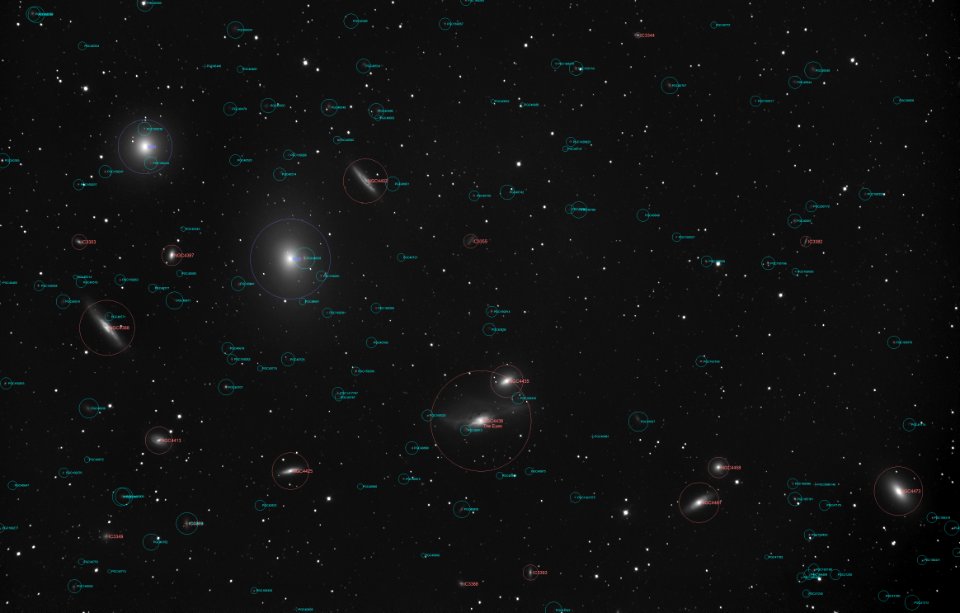 Markarian's Galaxy Chain (annotated)