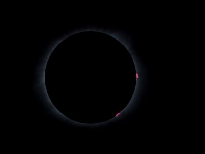 Solar prominences from behind moon