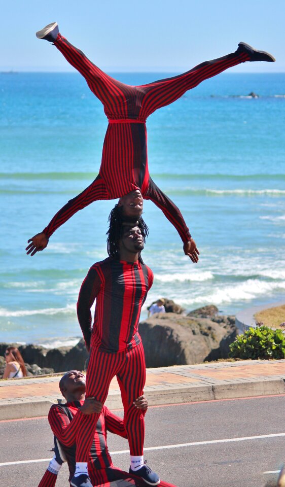 Standing on your head pyramid gymnastics