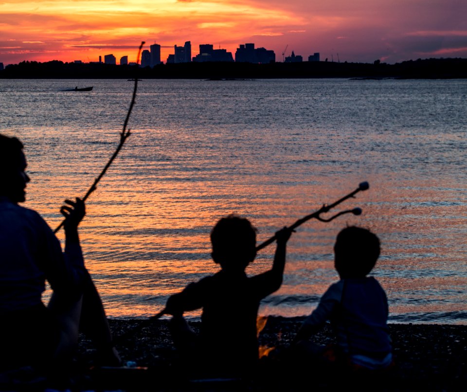 Sunset and marshmallows from Peddocks Island