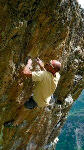 Rock wall climber free climber