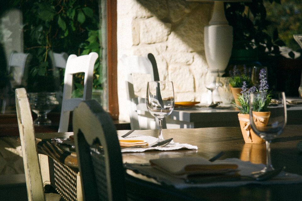 Furniture glasses restaurant