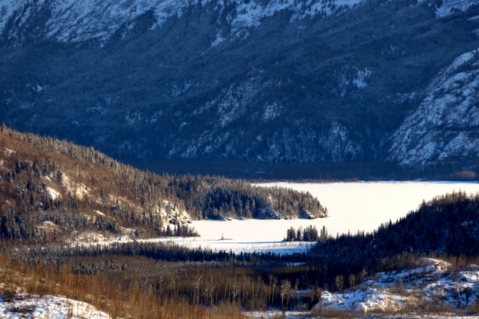 Winter landscape views across Skilak Lake and the Kenai Wilderness