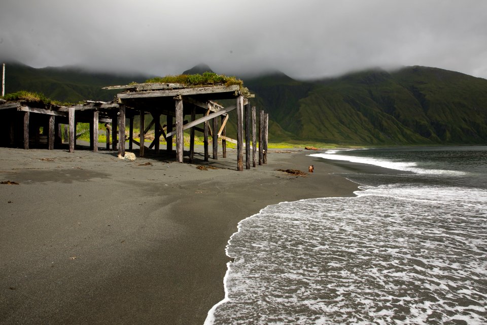 Wooden dock at Massacre Bay, Attu