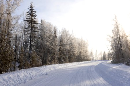 Scenic winter views along Skilak Lake Road.
