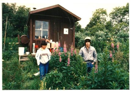 1985 Youth Conservation Corps (YCC) members at a Kodiak Refuge public use cabin