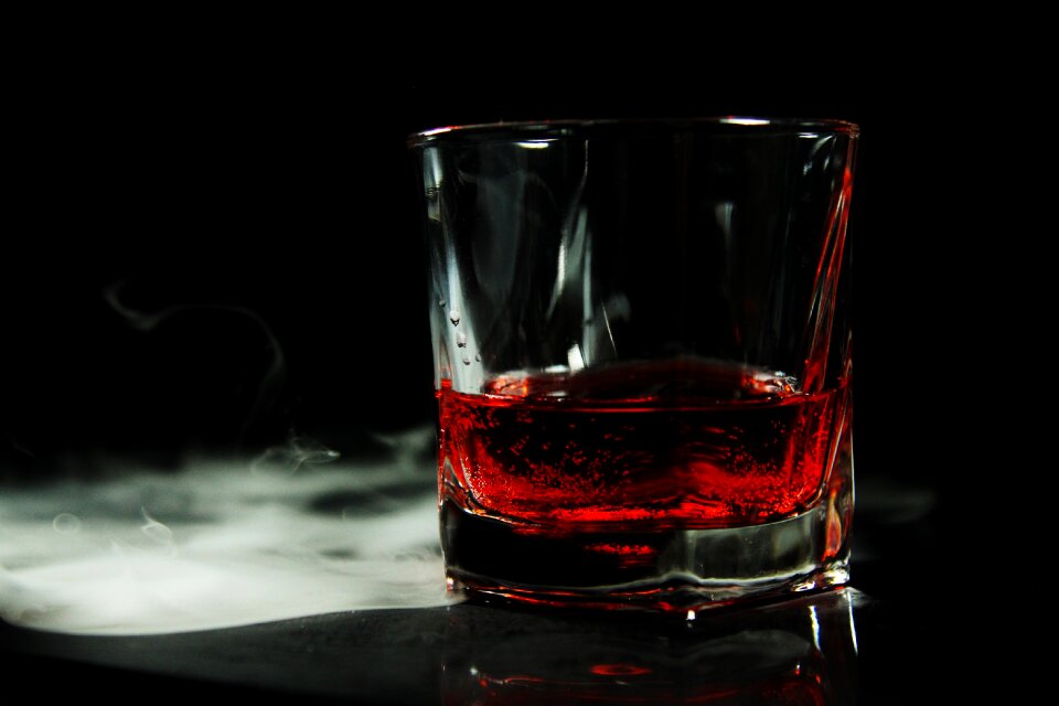 Glass drink alcohol