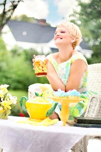 Vintage teapot laughing