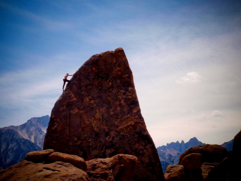 On the Shark's Fin, Mt. Whitney in the Distance. Alabama Hills, Inyo County photo