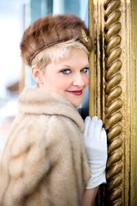 Blonde pretty young woman retro