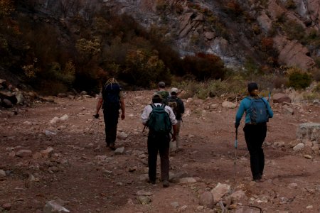 Biologists with the U.S. Fish and Wildlife Service and The Santa Barbara Zoo hike into Devils Gate Canyon