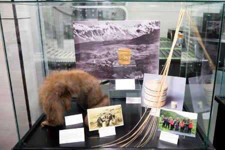 Attu Village exhibit case, Loussac Library