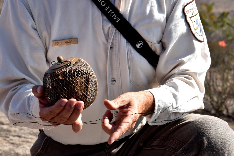 John Martin of San Diego National Wildlife Refuge, readies all supplies needed to place pods on the refuge