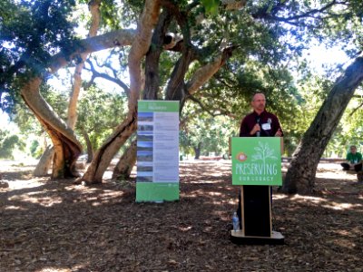 FWS Biologist Jonathan Snyder speaks at the Measure M Event photo