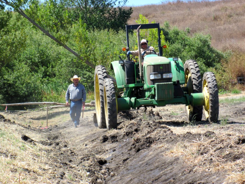 Grassed filter strip construction on Watsonville Slough Farm. photo