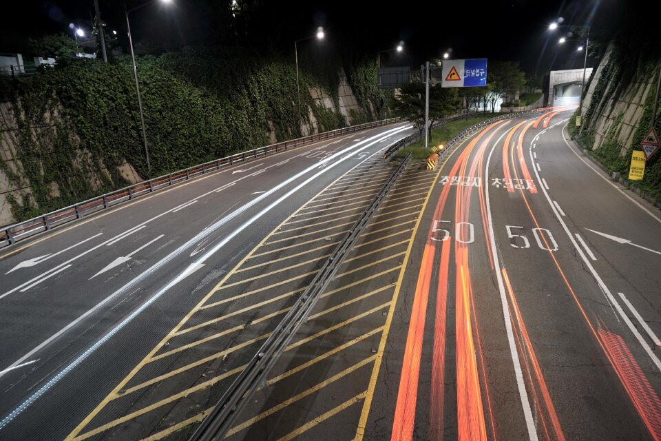 Long exposure cars highway