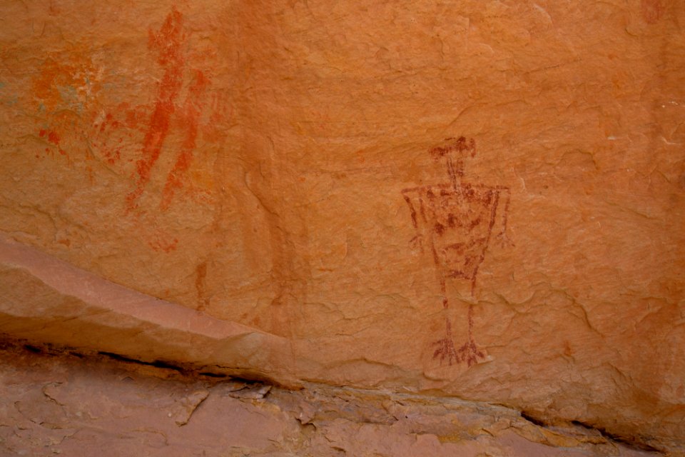 Close-up of rock art on cave wall