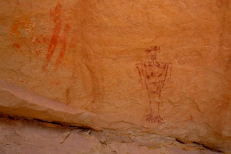 Close-up of rock art on cave wall photo