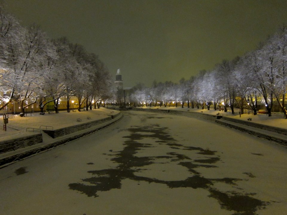The Aura river by night