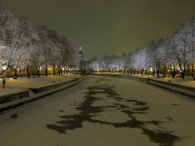 The Aura river by night