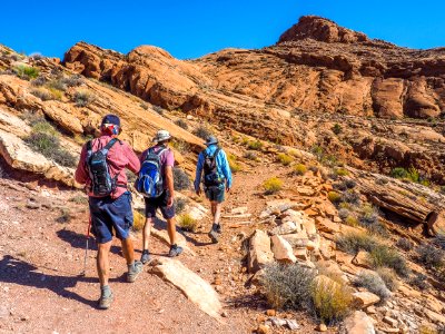 Hiking along canyon photo