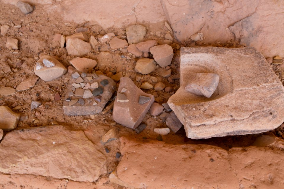 Pottery shards in cave