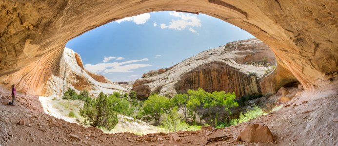 Panoramic view from inside cave photo