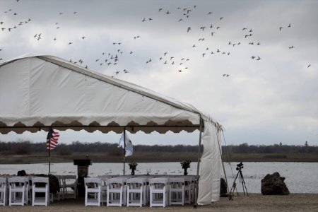 Flyoff over tent