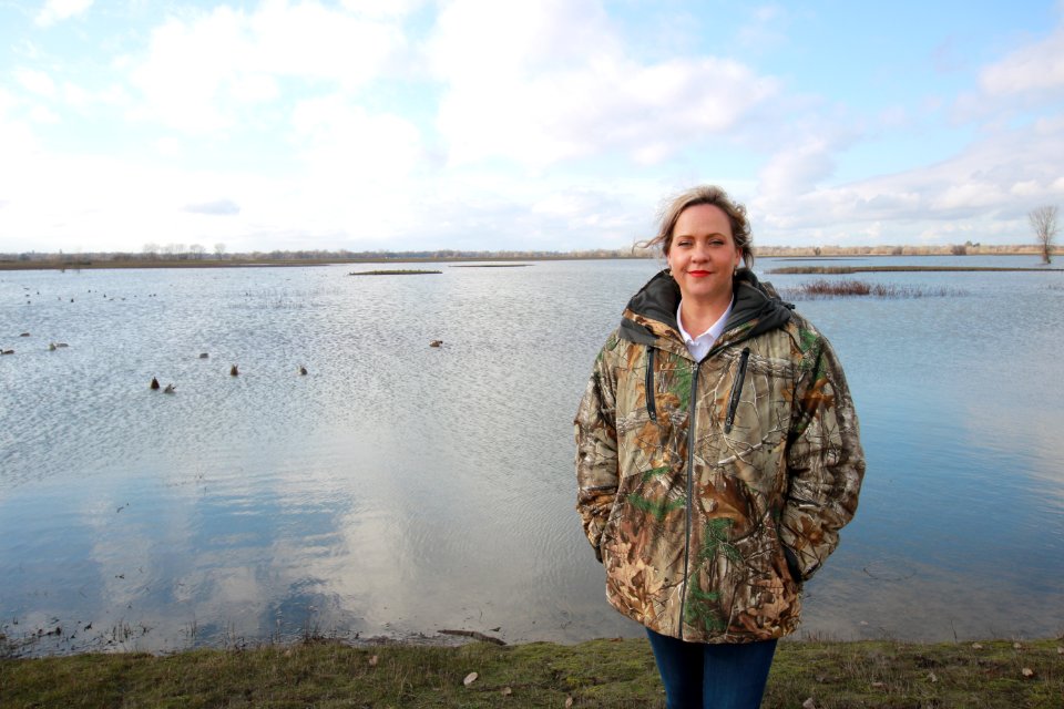 Maya in front of wetland