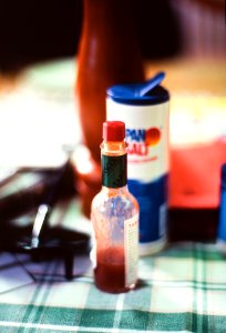 Black pepper, Tabasco sauce and salt