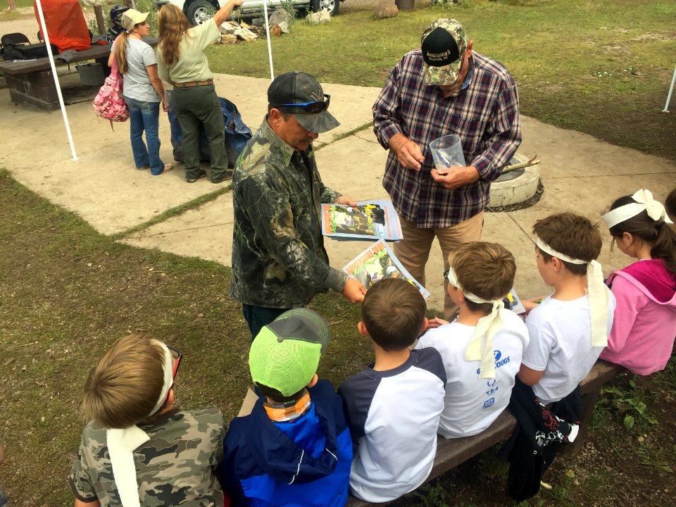 Students preparing for a trail adventure