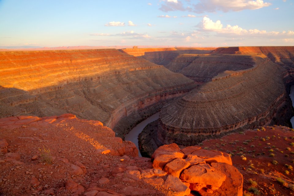Sunlight falling over canyon wall