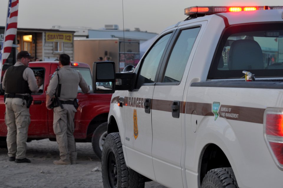 Law Enforcement Greeting a Visitor photo