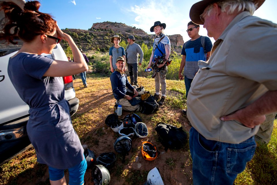 The team prepares for the rappelling activity near Moab, UT. Photo by Eric Delphenich