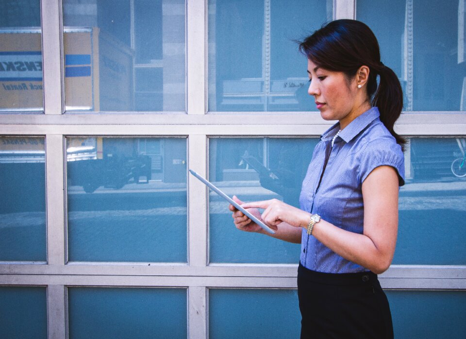 Female business woman working