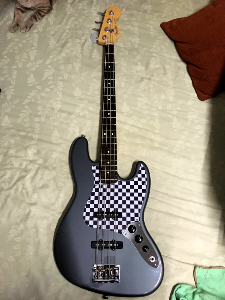 Fender Jazz Bass Charcoal Gray Checker Pickguard