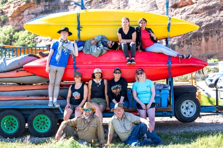 Thanks team! Instructors and peer mentors at Dewey Bridge Campground near Moab, UT. Photo by Eric Delphenich