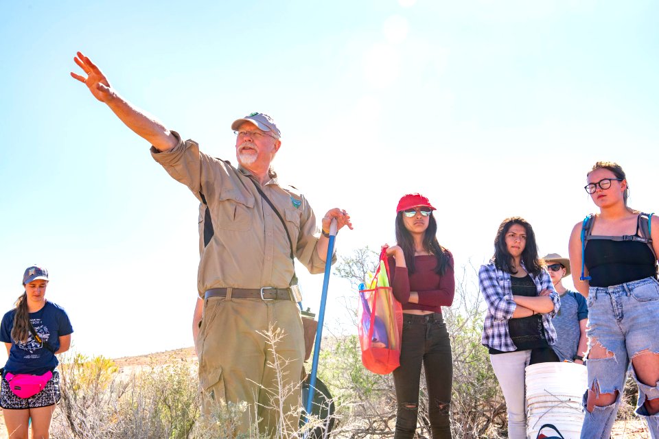 BLM Paleontologist Brent Breithaupt at SLCSE Paleo Camp near Moab, UT. Photo by Eric Delphenich
