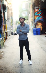 Posing in Toronto's Graffiti Alley photo