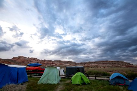 SLCSE Paleo team campsite at Dewey Bridge, near Moab, UT. Photo by Eric Delphenich