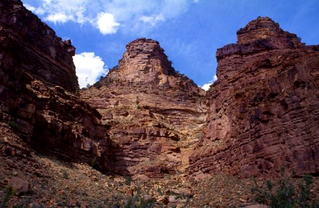 Looking up at face of canyon