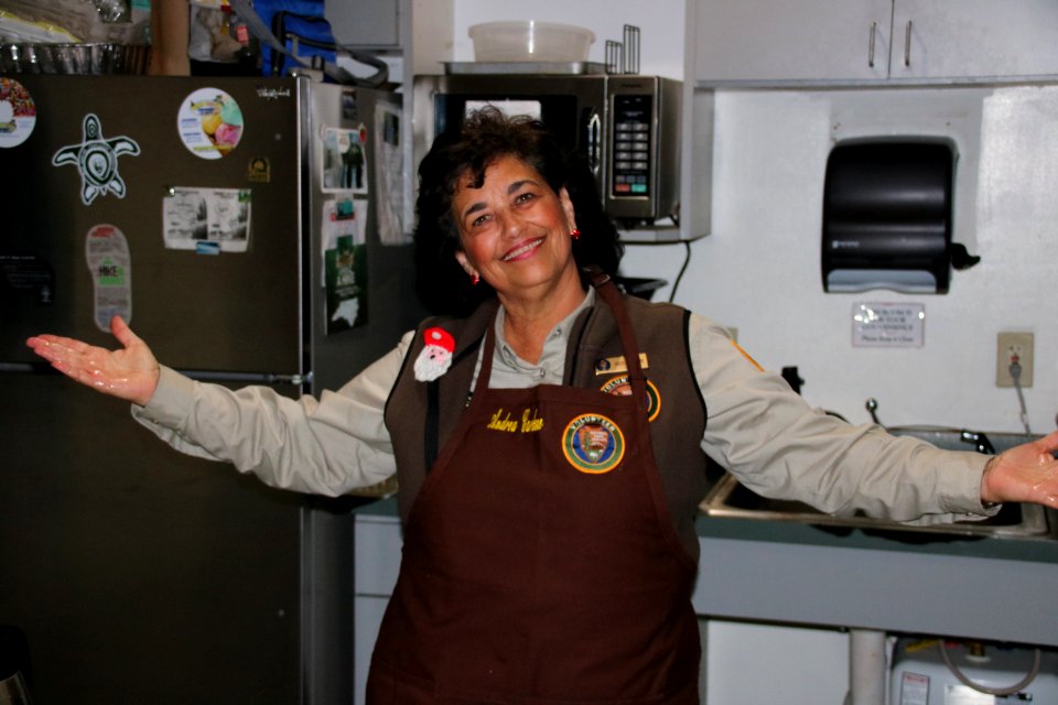 Volunteer Andrea Carbone, Festival of Christmas Past, December 8, 2018--Warren Bielenberg
