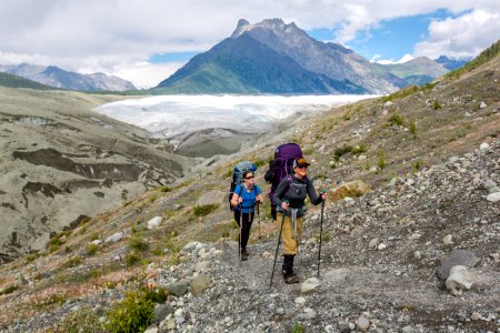 Backpackers on the Root Glacier Trail photo