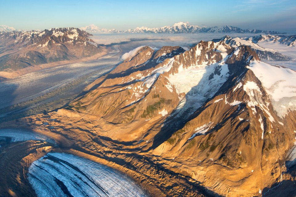 Sunset, Mt. St. Elias, Mt. Miller, Bagley Icefield