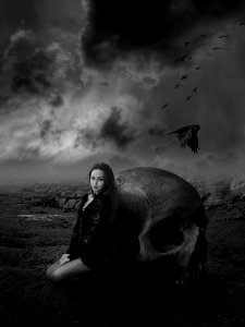 Girl and Skull