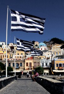 Greek Flags in Symi.