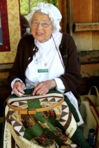 VIP Emmy Schmidt demonstrates quilting, May 2013--Warren Bielenberg