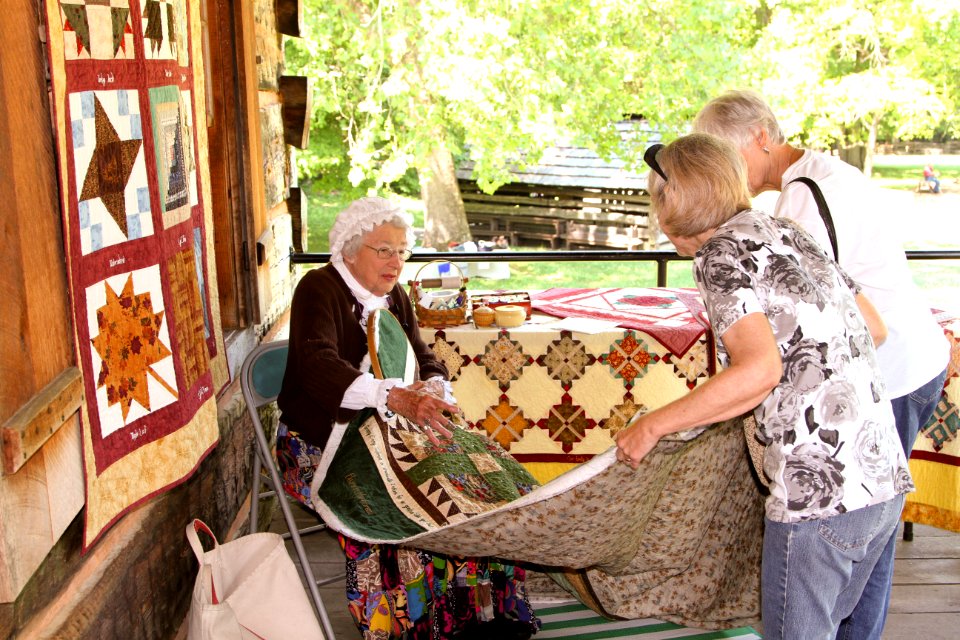 VIP Emmy Schmidt demonstrates quilting, May 2013--Warren Bielenberg