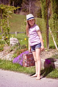 Girl blond barefoot