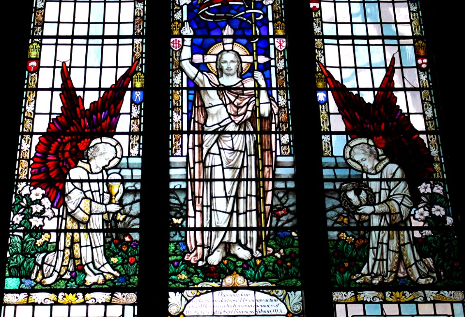 Jesus' Blessing in the stained-glass of St. Sepulchre Without Newgate